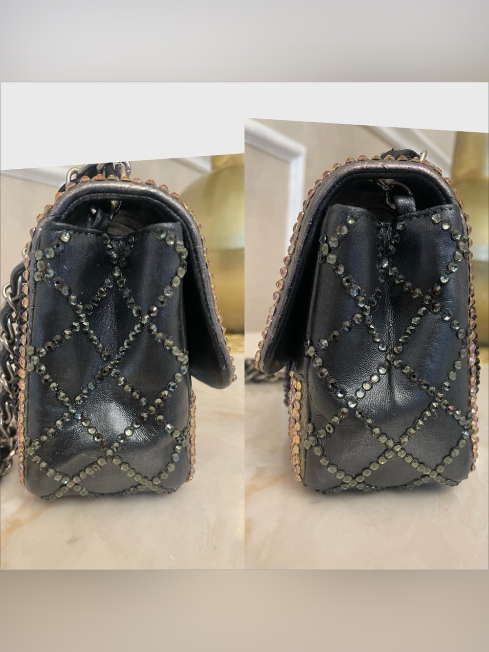 Chanel classic mini small square flap custom strass crystal multicolor stone - Picture 11 of 16